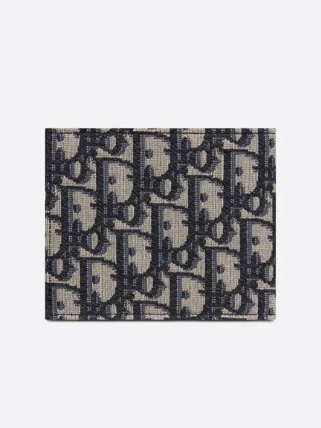 Compact Wallet Beige & Black  Oblique Jacquard - DIOR - BALAAN 4