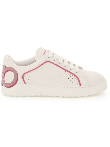 Piping Low-Top Sneakers Pink White - SALVATORE FERRAGAMO - BALAAN 1