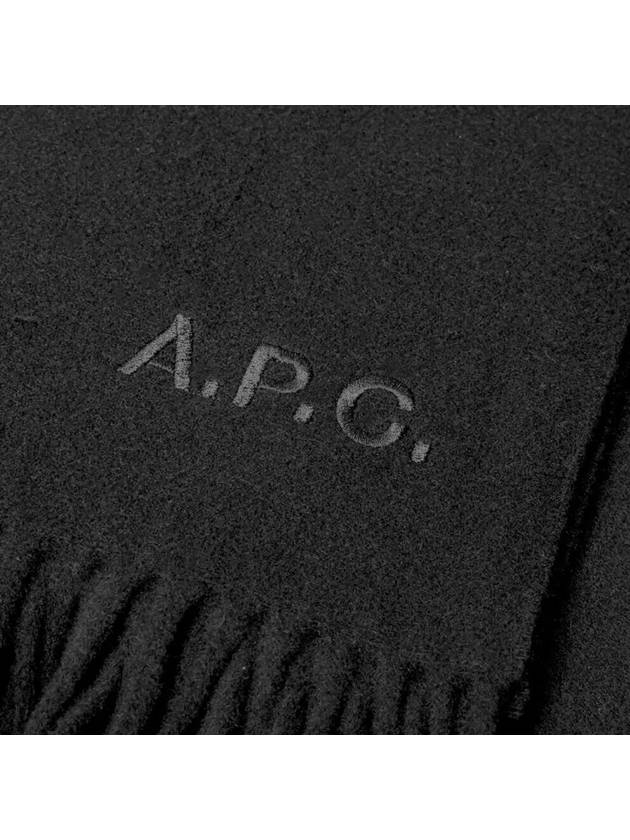 Signature Embroidered Logo Wool Muffler Black - A.P.C. - BALAAN 5