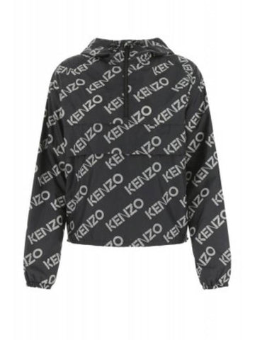 all-over logo print nylon anorak jacket black - KENZO - BALAAN 1