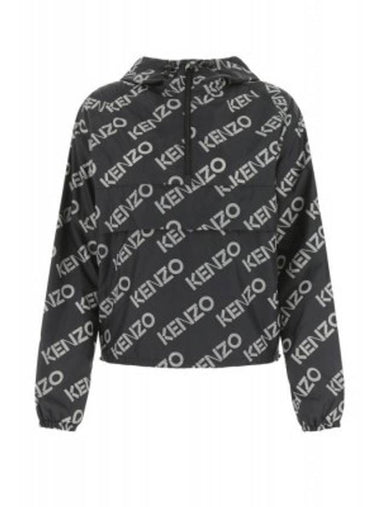 Kenzo All-Over Logo Print Nylon Anorak Jacket Black - KENZO - BALAAN 1