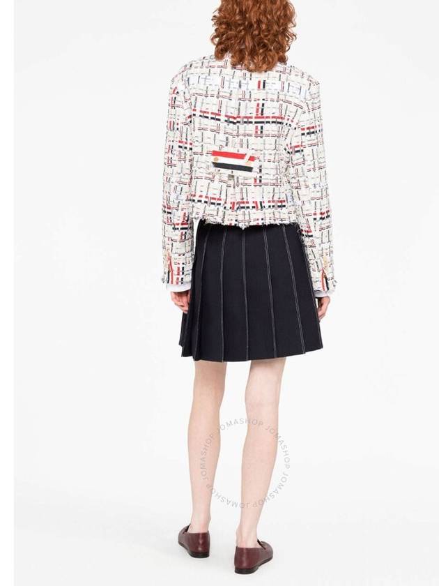 Thom Browne RWB Stripe Deconstructed-Design Tweed Jacket, Brand Size 40 (US Size 4) - THOM BROWNE - BALAAN 3