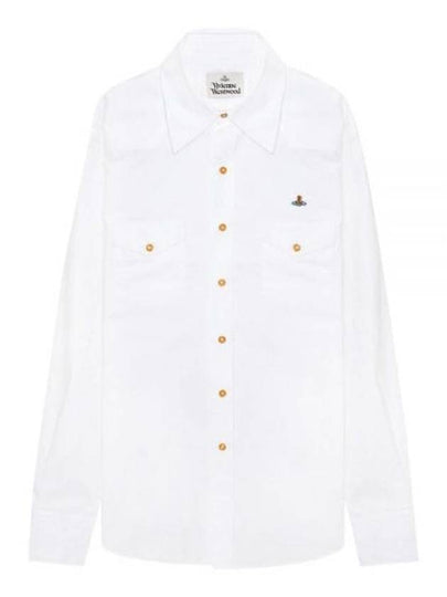 ORB Logo Cotton Long Sleeve Shirt White - VIVIENNE WESTWOOD - BALAAN 2