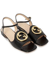 Women's Interlocking G Logo Leather Sandals Black - GUCCI - BALAAN 4