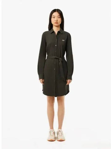 Women s Belted Pique Shirt Dress One Piece EF3263 54N L7A Domestic Product GQ2N24071971560 - LACOSTE - BALAAN 1