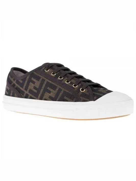 Domino FF Fabric Low Top Sneakers Brown - FENDI - BALAAN 2