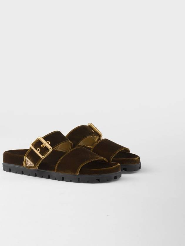 Velvet Slide Slippers Oak - PRADA - BALAAN 2