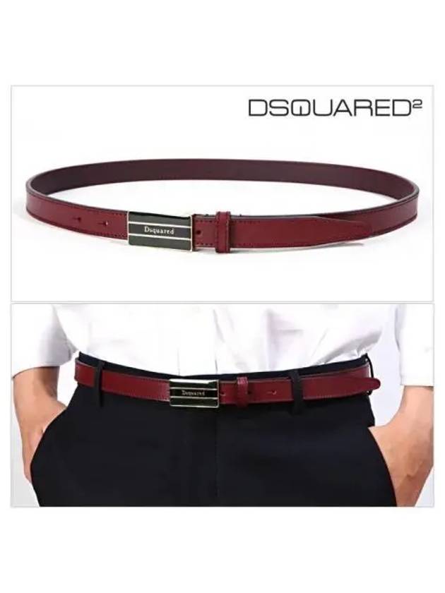 Three Stripes Lettering Leather Belt Brown - DSQUARED2 - BALAAN 2