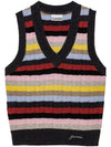 V-Neck Striped Knit Vest - GANNI - BALAAN 2