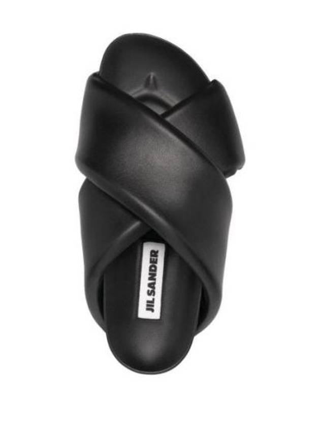 Cross Padded Leather Slippers Black - JIL SANDER - BALAAN 5