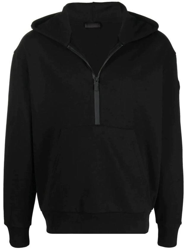 Logo Patch Half-Zip Hoodie Black - MONCLER - BALAAN 1