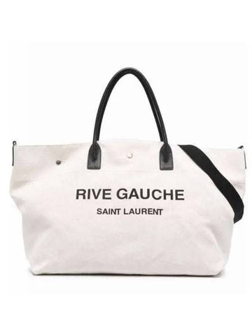 Rive Gauche Logo Tote Bag Ivory - SAINT LAURENT - BALAAN 1