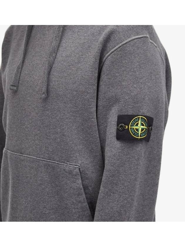 Cotton Fleece Garment Dyed Hoodie Dark Grey Melange - STONE ISLAND - BALAAN 5