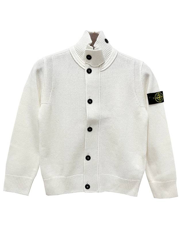 Kids Waffen Patch Wool Zip up Cardigan 6 8 Natural White 8116503Z1 V0099 - STONE ISLAND - BALAAN 1