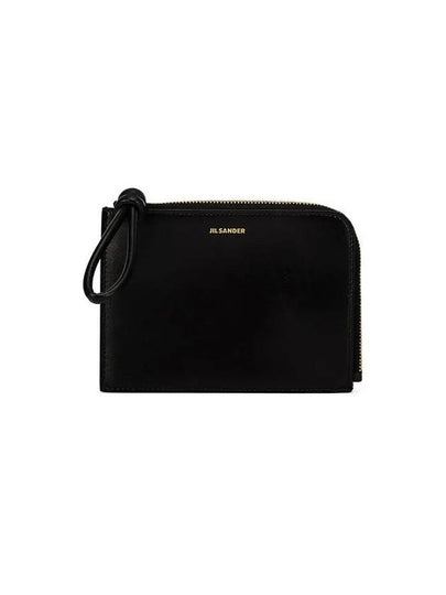 Embossed Logo Leather Envelope Card Wallet Black - JIL SANDER - BALAAN 2