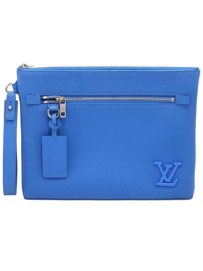 Women s Louis Vuitton M82270 Bright Blue Aerogram Leather Take Off Pouch Clutch gt Gangbuk used luxury goods - LOUIS VUITTON - BALAAN 2