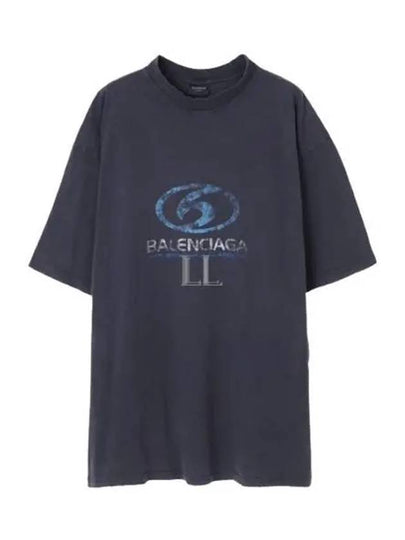 Surfer Medium Fit Short Sleeve T-Shirt Navy - BALENCIAGA - BALAAN 2