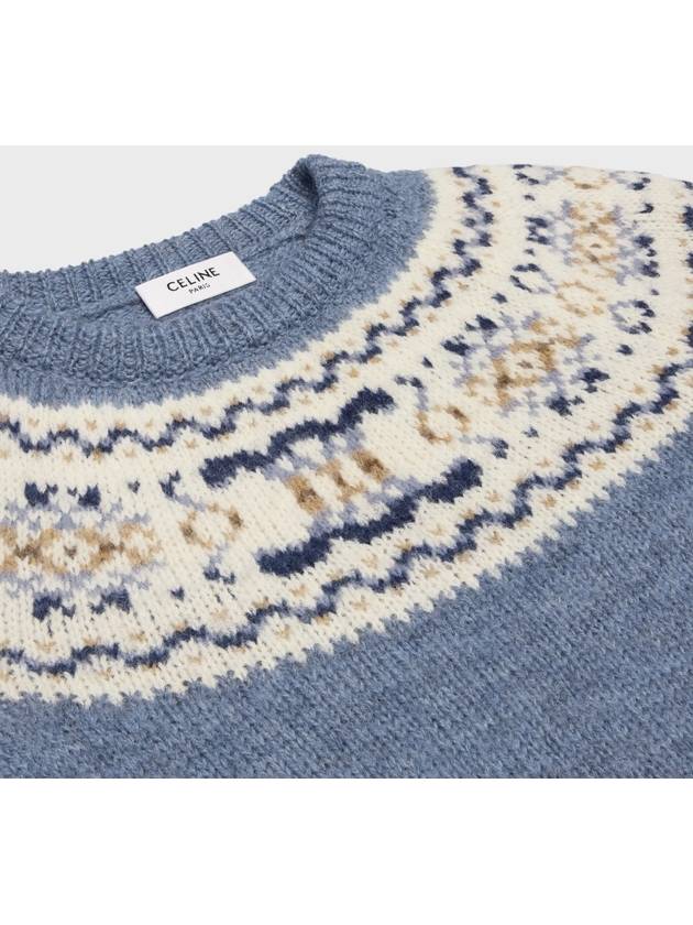 Light Blue Fair Isle Wool Triomphe Sweater 2ADLI875Z 05LB - CELINE - BALAAN 4