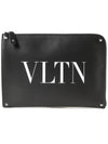 Logo Rockstud Clutch Bag Black - VALENTINO - BALAAN.