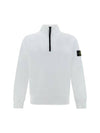 Logo Badge Half Zipper Cotton Fleece Knit Top White - STONE ISLAND - BALAAN 2