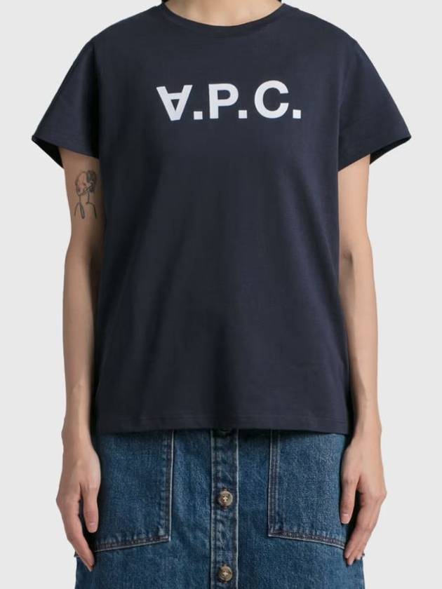 Logo Print Crew Neck Short Sleeve T-Shirt Navy - A.P.C. - BALAAN 6