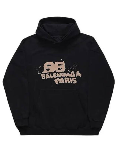 BB Icon Logo Large Fit Hoodie Black - BALENCIAGA - BALAAN 2