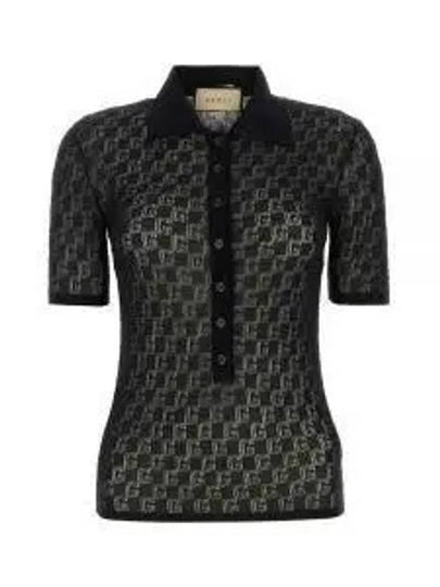 GG Cotton Silk Blend Polo Shirt Black - GUCCI - BALAAN 2