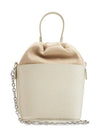 5AC Number Logo Texture Leather Bucket Bag White - MAISON MARGIELA - BALAAN.