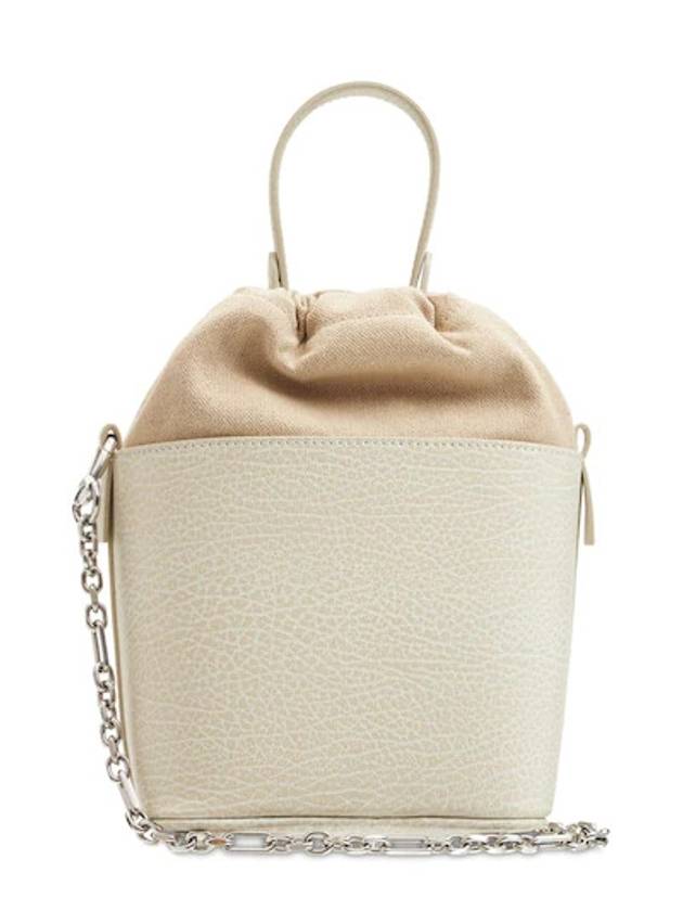 5AC Number Logo Texture Leather Bucket Bag White - MAISON MARGIELA - BALAAN 3