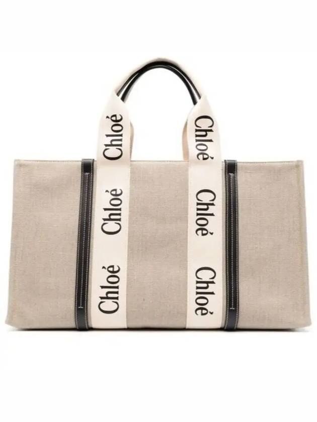 Woody Large Tote Bag Black Beige - CHLOE - BALAAN 3