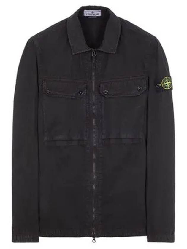 Brushed Organic Cotton Overshirt Jacket Black - STONE ISLAND - BALAAN 2