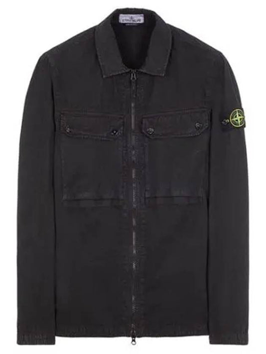 Brushed Organic Cotton Overshirt Jacket Black - STONE ISLAND - BALAAN 2