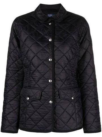 Pony Embroidered Diamond Quilted Slim Fit Jacket Black - POLO RALPH LAUREN - BALAAN 1