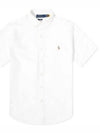 Embroidered Logo Oxford Short Sleeve Shirt White - POLO RALPH LAUREN - BALAAN 2