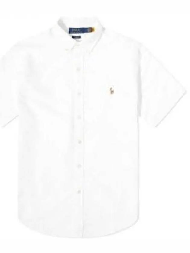 Embroidered Logo Oxford Short Sleeve Shirt White - POLO RALPH LAUREN - BALAAN 2