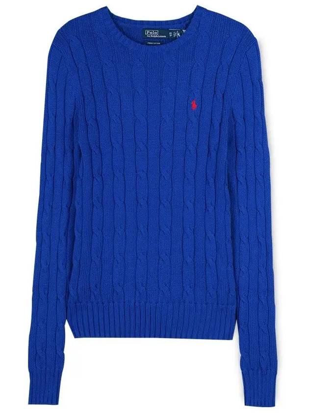 Embroidered Logo Pony Cable Knit Top Blue - POLO RALPH LAUREN - BALAAN 2