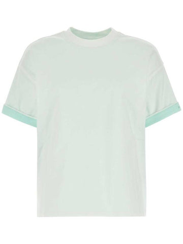 Double Layer Cotton Short Sleeve T-Shirt Light Blue - BOTTEGA VENETA - BALAAN 1