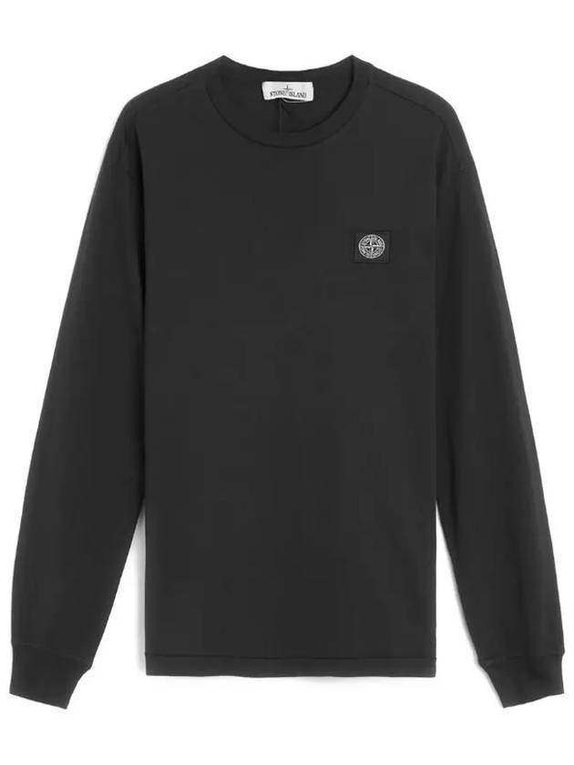 Logo Patch Cotton Long Sleeve T-Shirt Black - STONE ISLAND - BALAAN 2