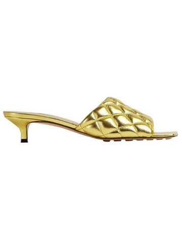 Metallic Lambskin Padded Mule Gold - BOTTEGA VENETA - 1