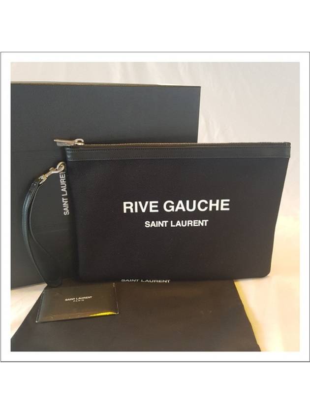 Rive Gauche Zipper Strap Clutch Bag Black - SAINT LAURENT - BALAAN 3