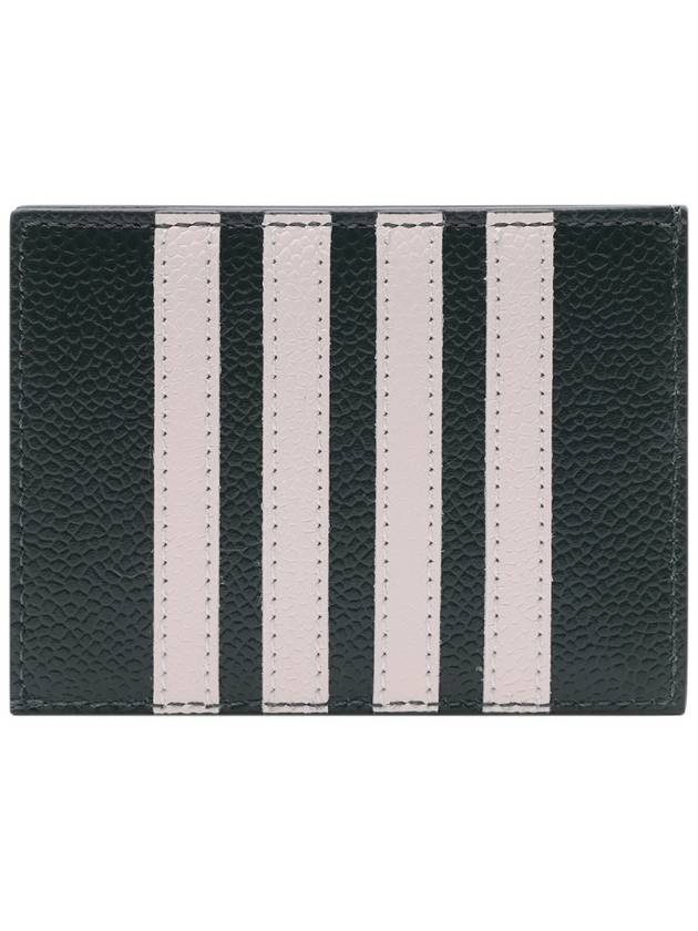 Pebble Calfskin 4-Bar Applique Note Card Wallet Dark Green - THOM BROWNE - BALAAN 5