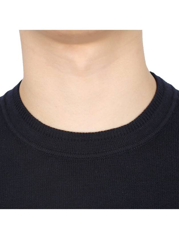 Logo Patch Crew Neck Knit Top Navy - STONE ISLAND - BALAAN 7