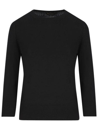 Piuma Crew Neck Cashmere Knit Top Black - LORO PIANA - BALAAN 1