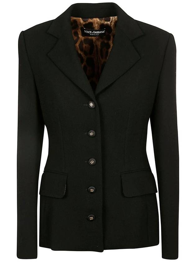 DG Button Wool Single Breasted Jacket Black - DOLCE&GABBANA - BALAAN 2