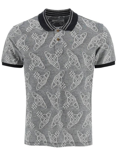 Men's Classic Striped Collar Short Sleeve Polo Shirt Grey - VIVIENNE WESTWOOD - BALAAN 1