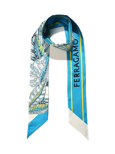 Togo Print Silk Scarf Turquoise - SALVATORE FERRAGAMO - BALAAN 1