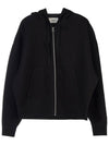 Wool Viscose Zip-Up Hoodie Black - AMI - BALAAN 11