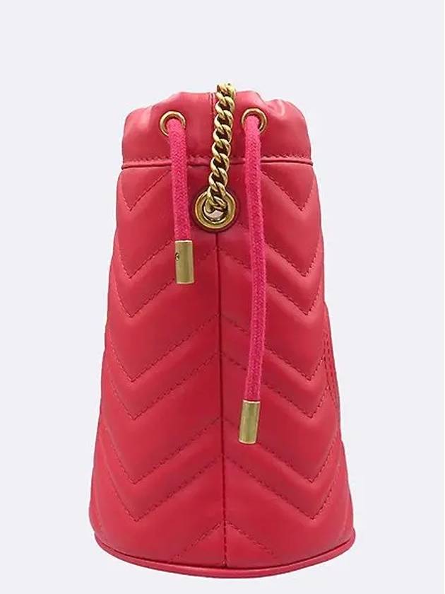 575163 Red leather GG Marmont mini bucket cross bag - GUCCI - BALAAN 3