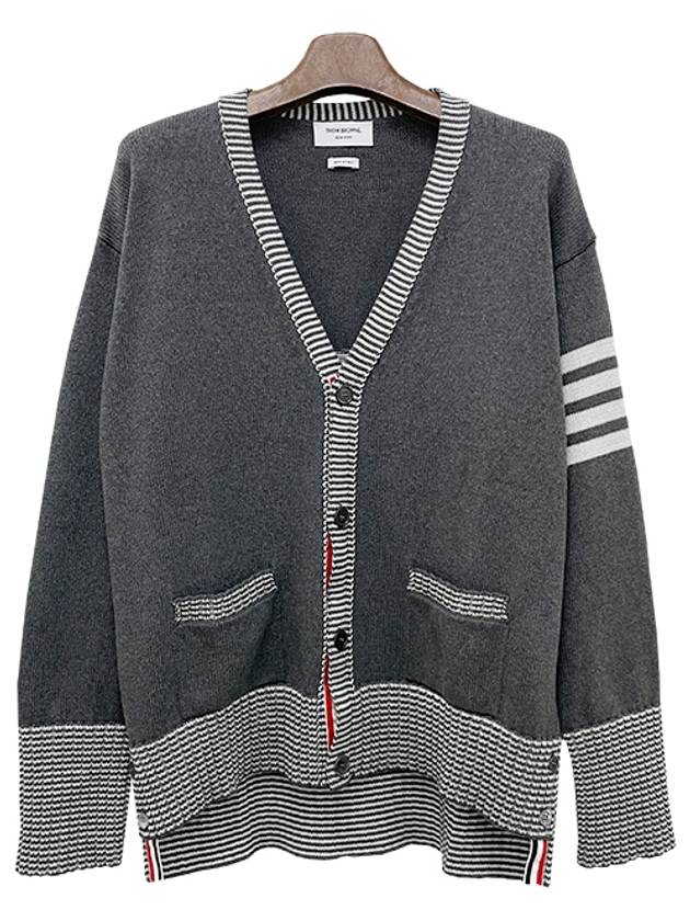 Hector Intarsia Cotton Cardigan Grey - THOM BROWNE - BALAAN 3