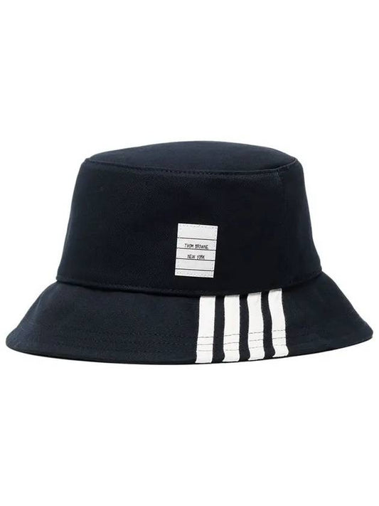 Diagonal Cotton Engineered Bucket Hat Navy - THOM BROWNE - BALAAN 2
